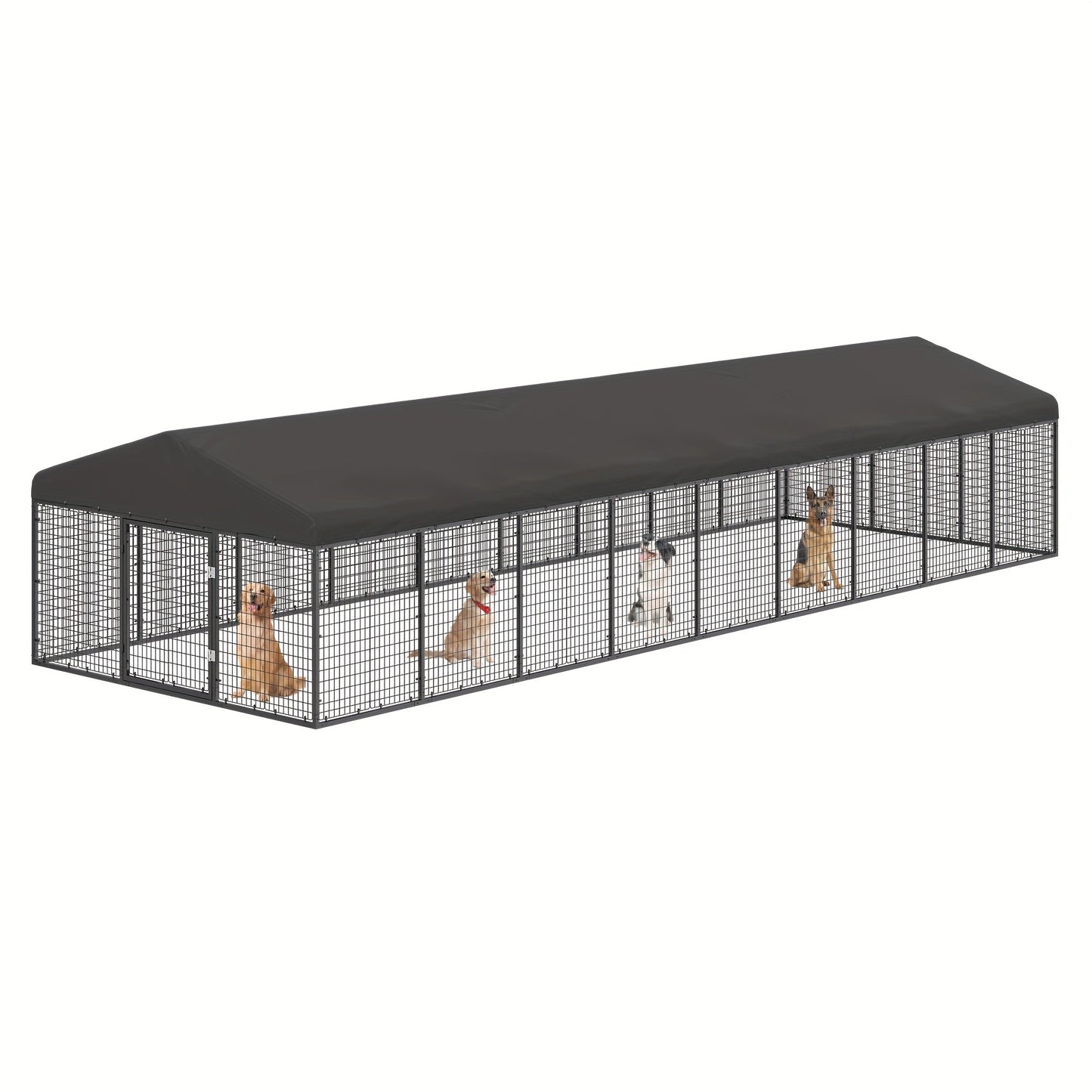 Outdoor Dog Kennel Heavy Duty Galvanized Steel with Roof Double Safety Locks Rust-Resistant Large Dog Cage Fence Run for Big Dogs Multiple Sizes 1.2M to 9M