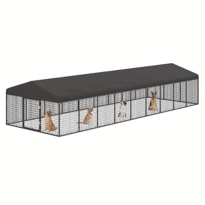 Outdoor Dog Kennel Heavy Duty Galvanized Steel with Roof Double Safety Locks Rust-Resistant Large Dog Cage Fence Run for Big Dogs Multiple Sizes 1.2M to 9M