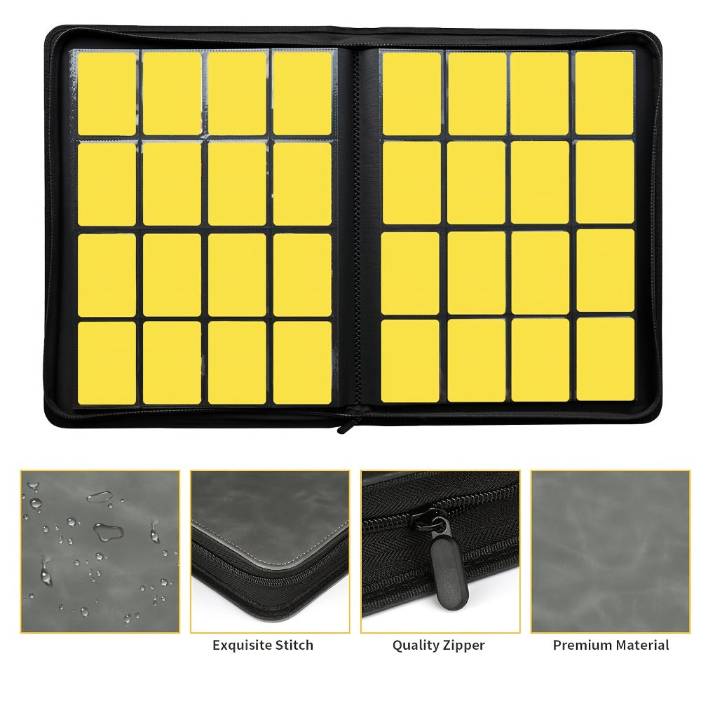 Trading Card Binder Ringless 16 Pocket – Double-Sided Side-Loading Zipper Card Album for Pokemon MTG TCG Sports Cards K-pop Photocards Large Capacity Collector Folder
