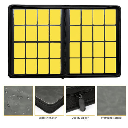 Trading Card Binder Ringless 16 Pocket – Double-Sided Side-Loading Zipper Card Album for Pokemon MTG TCG Sports Cards K-pop Photocards Large Capacity Collector Folder