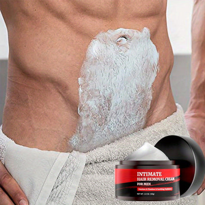 Intimate Area Hair Removal Cream for Men with Plant-Based Squalane Fast-Acting Painless Depilatory for Groin Chest Back Body Sensitive Skin 50g 1-5 Pack Razor-Free Smooth Skin