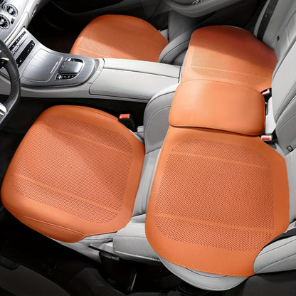Nappa Leather Car Seat Cushion Full Surround – Non-Slip Breathable All-Season Seat Pad, Front & Rear Universal Fit for Cars SUVs, Luxury Interior Seat Cover