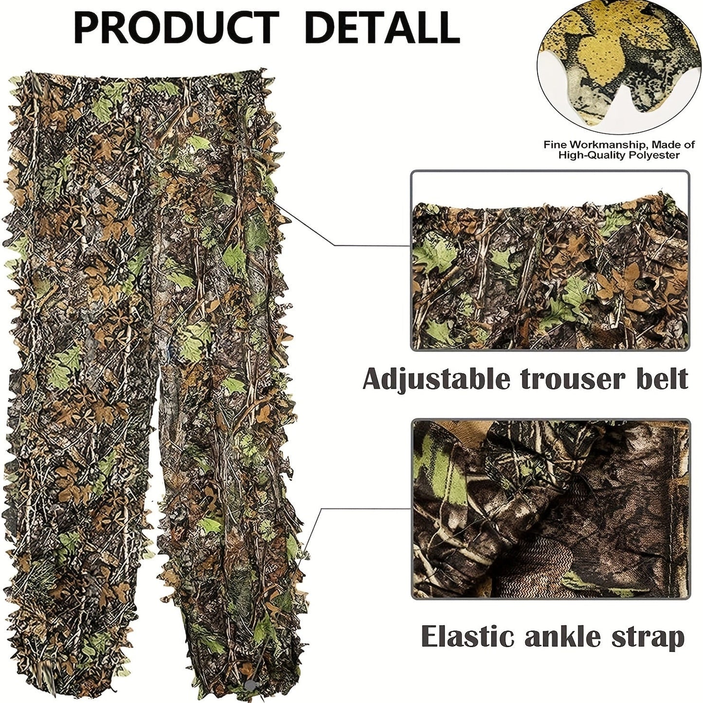 3D Leaf Ghillie Suit Lightweight Camouflage Hunting Suit for Men Women - Full Body Camo Outfit for Wildlife Photography, Birdwatching, Airsoft, Spring Summer Autumn Outdoor Training