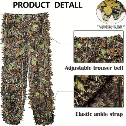 3D Leaf Ghillie Suit Lightweight Camouflage Hunting Suit for Men Women - Full Body Camo Outfit for Wildlife Photography, Birdwatching, Airsoft, Spring Summer Autumn Outdoor Training
