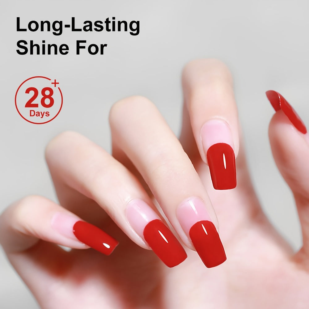 Nail Base Coat and Top Coat Kit — High Gloss Long-Lasting Air Dry Non-Gel Nail Care Set with Nutrient Oil & Drying Agent, Professional Home Manicure Treatment Essentials for Women (15ml / 0.5oz Each)