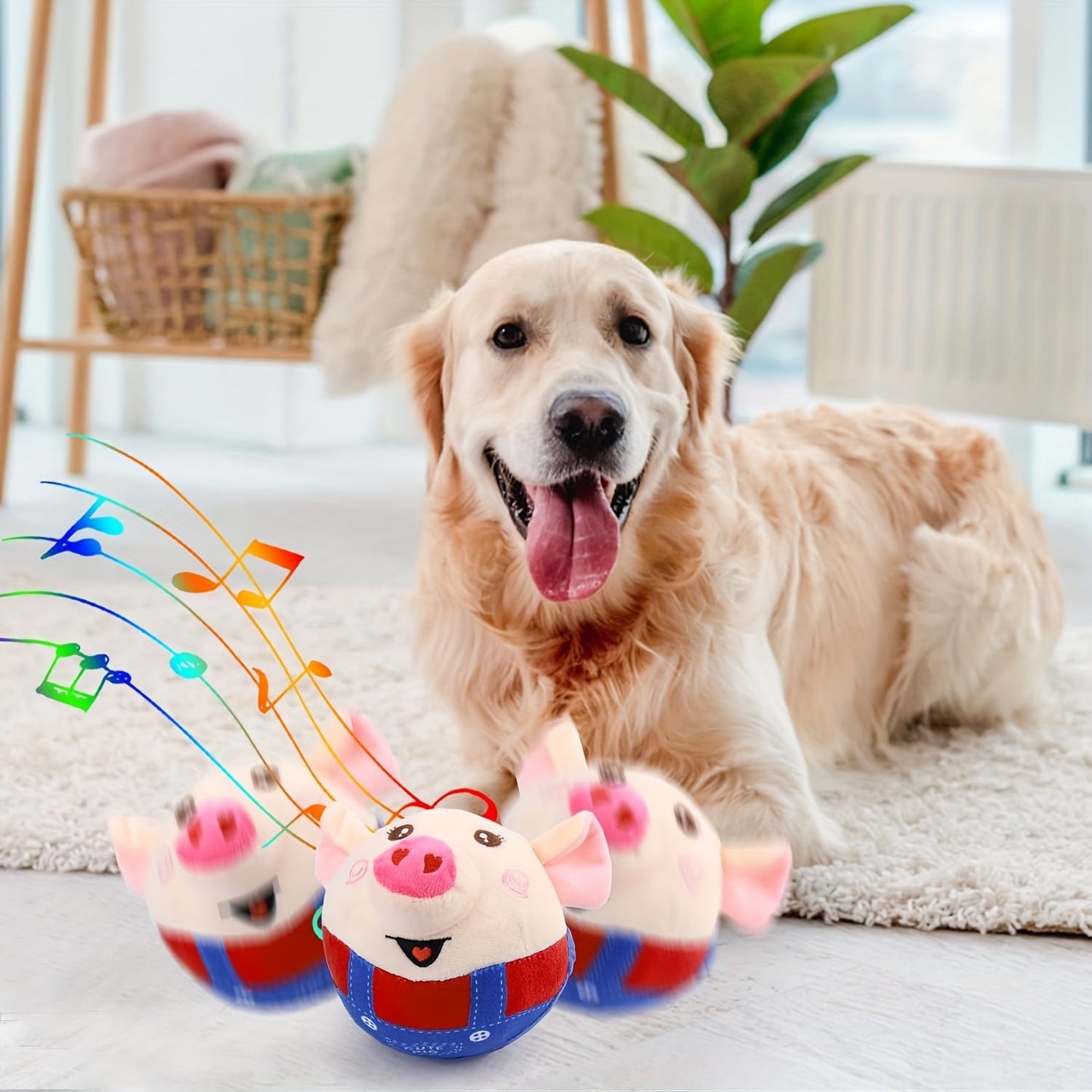 Interactive Bouncing Dog Toy Ball with Sound - Smart Electric Squeaky Pet Toy, Rechargeable Washable Jumping Ball with Recording & Music Mode for Small Medium Large Dogs