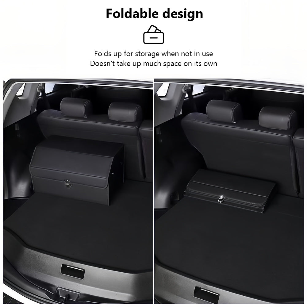 Car Trunk Storage Box PU Leather Auto Multiues Tools Storage Box Large Capacity Folding Auto Organizer Box for SUV Cars Stowing Tidying