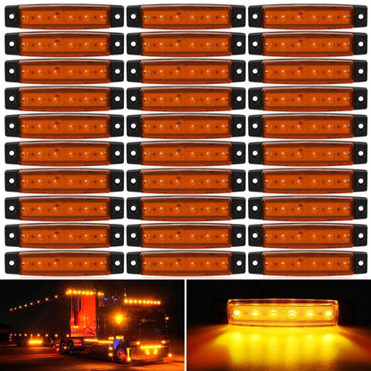 30pcs 3. 8" 6 LED Front Rear Side Marker Indicator Lights LED Lamp Indicator For Car Truck Trailer Lorry Bus -White, Red, Amber, Blue, Green, Purple, Without Battery