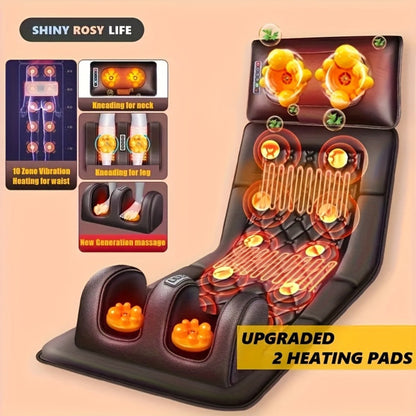 Full Body Heating Massager Set – PU Leather Massage Chair Pad with Neck Massager, Leg Massager, Lumbar Pillow & Headrest, Timer, Non-Slip Base, Full Body Heat Massage for Home & Office Relaxation