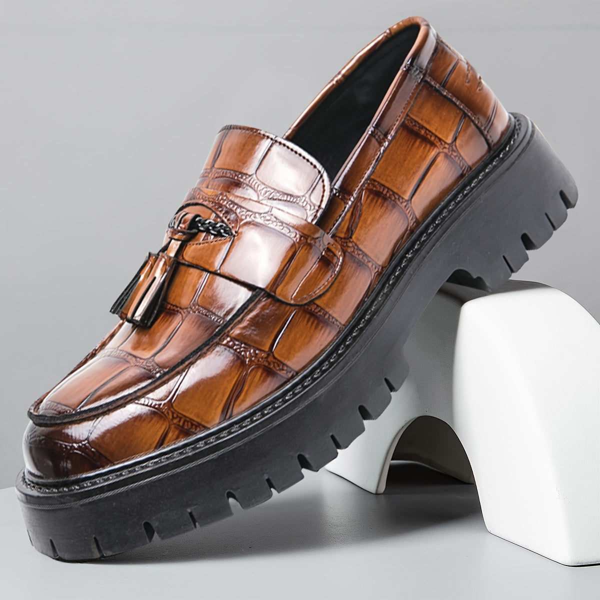 Men's Loafers & Slip-Ons - Platform Sole & Tassel Detail 268965