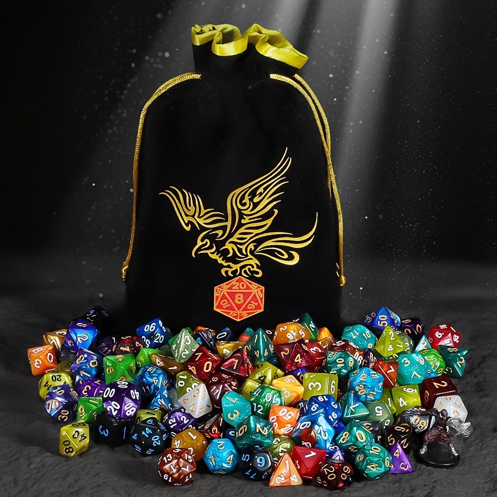 Polyhedral Dice Set 175pcs 25 Colors – 35 Two-Color & 140 Single-Color Acrylic Dice with Velvet Bag, D4 D6 D8 D10 D12 D20 for DnD Dungeons Dragons MTG Tabletop RPG Board Games Math