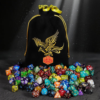 Polyhedral Dice Set 175pcs 25 Colors – 35 Two-Color & 140 Single-Color Acrylic Dice with Velvet Bag, D4 D6 D8 D10 D12 D20 for DnD Dungeons Dragons MTG Tabletop RPG Board Games Math