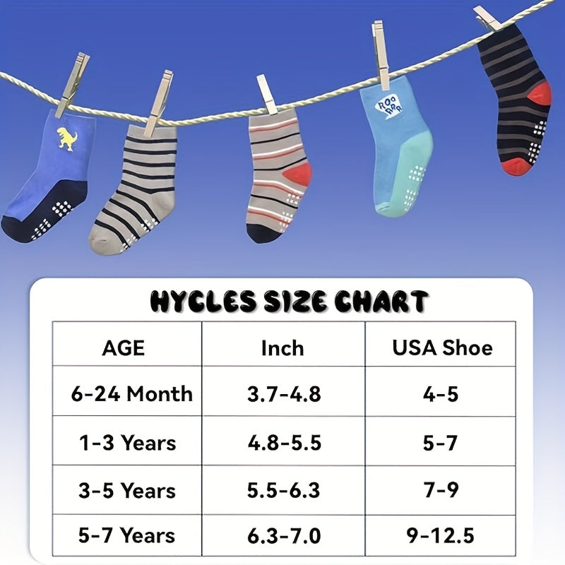 Kids' Assorted Non-Slip Crew Socks - 12/24-Pair Options