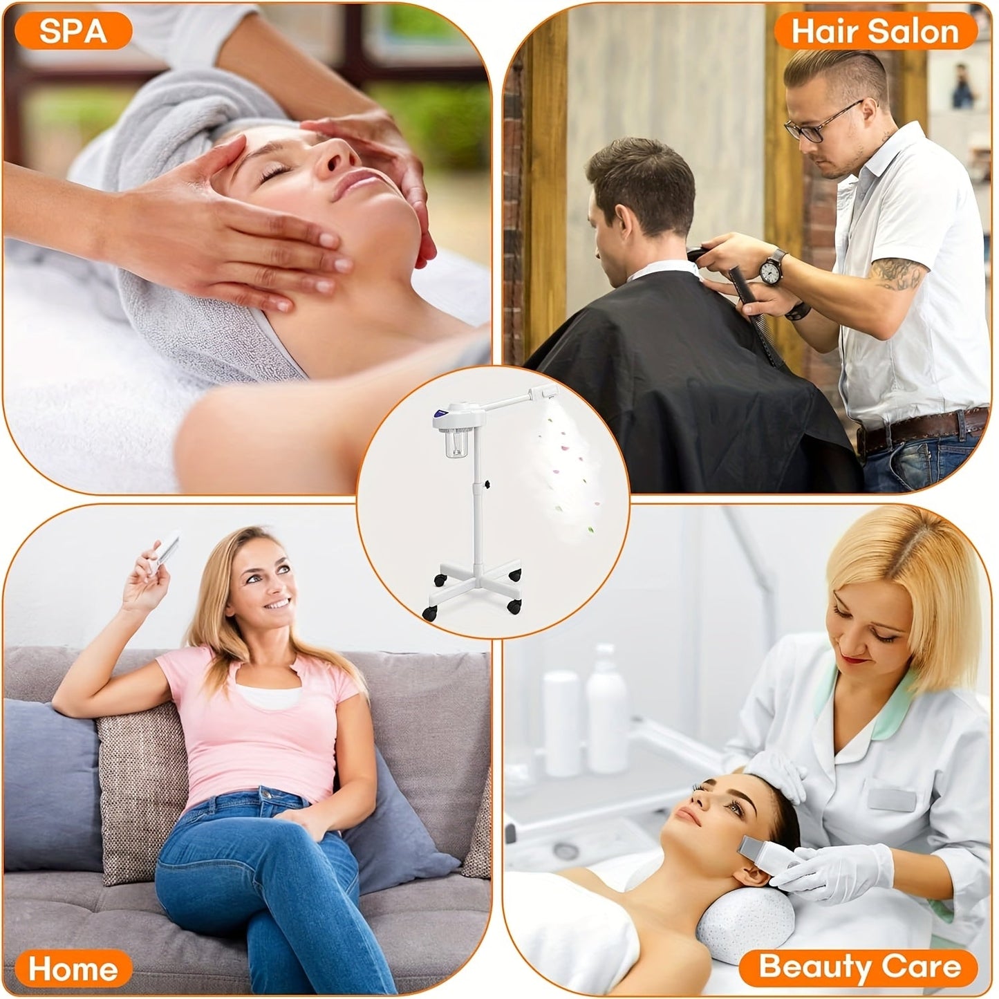 Ozone Facial Steamer with Stand on Wheels – Professional Hot Mist Deep Pore Cleansing Skin Hydration Machine for Home Salon Spa, Adjustable Rolling Stand