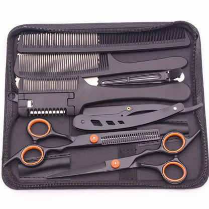 Hair Scissors Set 3 Pieces Japanese Steel - 6 Inch Thinning Shears, Razor Comb & Detangling Comb, Ambidextrous Texturizing Kit for Salon & Home Use, Gift for Hairstylists