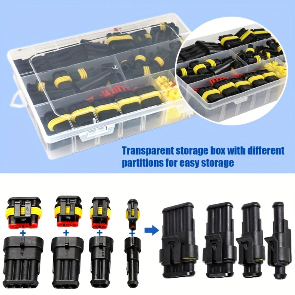 Automotive Electrical Connector Terminal Kit 355PCS - 1/2/3/4 Pin Wire Plug Set for Car Repair, Wiring Harness & Electrical Maintenance, Universal Fit