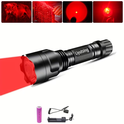 Night Hunting Flashlight with Remote Control Switch – 350 Yards High Power Green Red White Light, 18650 Rechargeable, Multiple Mounts for Hunting, Fishing, Camping & Beekeeping, Best Gift for Men