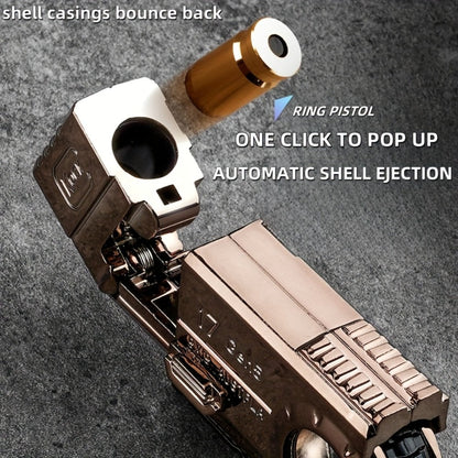 Alloy Finger Pistol Fidget Toy – One-Touch Cartridge Ejecting Stress Relief Desk Toy, Cool EDC Novelty Gift for Adults Men Teens, Fingertip Decompression Toy with Softball Launcher