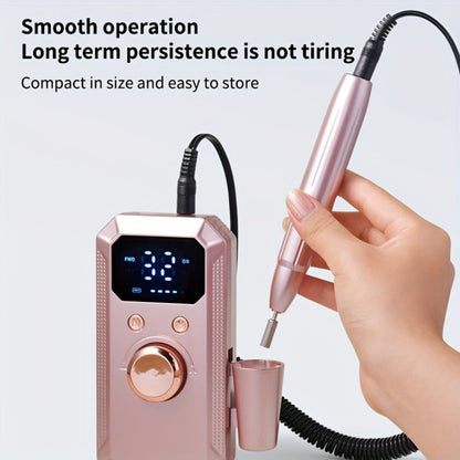 Cordless Electric Nail Drill Machine Rechargeable Professional E-File 11 Bits 20 Sanding Discs High Speed Acrylic Gel Natural Nails Polishing Portable Home Salon Black Pink White Grey Rose Gold