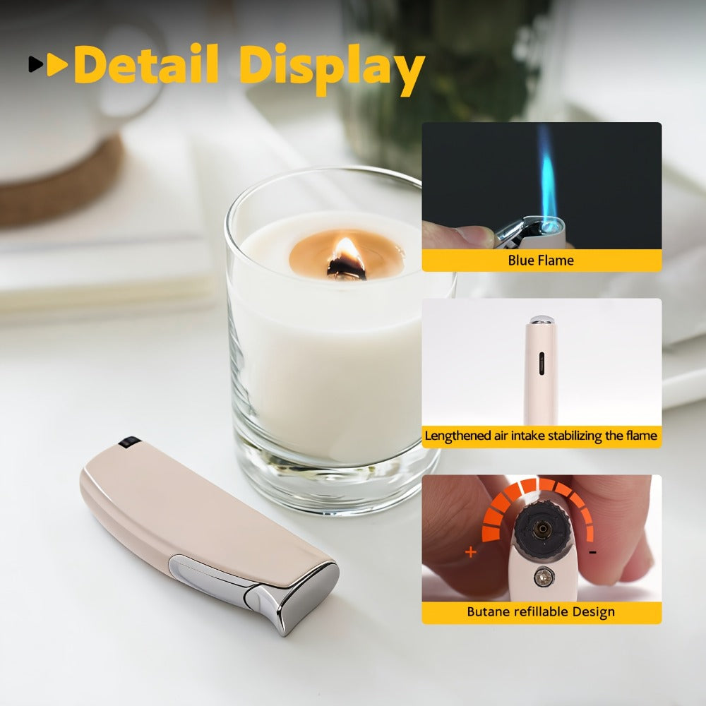 Windproof Lighter 2-Pack – Slim Portable Pocket Lighter with Mirror Finish, Refillable Butane Flame, Fashionable Gift for Men & Women, Available in 8 Colors (Red, Black, White, Silver, Pink, Blue, Yellow, Green)