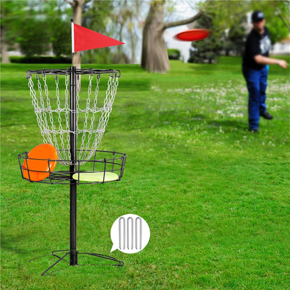 Portable Disc Golf Basket 12 Chain – Heavy Duty Metal Frame, Galvanized Chains, Easy Assembly, Indoor & Outdoor Practice Target for All Skill Levels – 4 Colors: Black, Orange, Red, Blue
