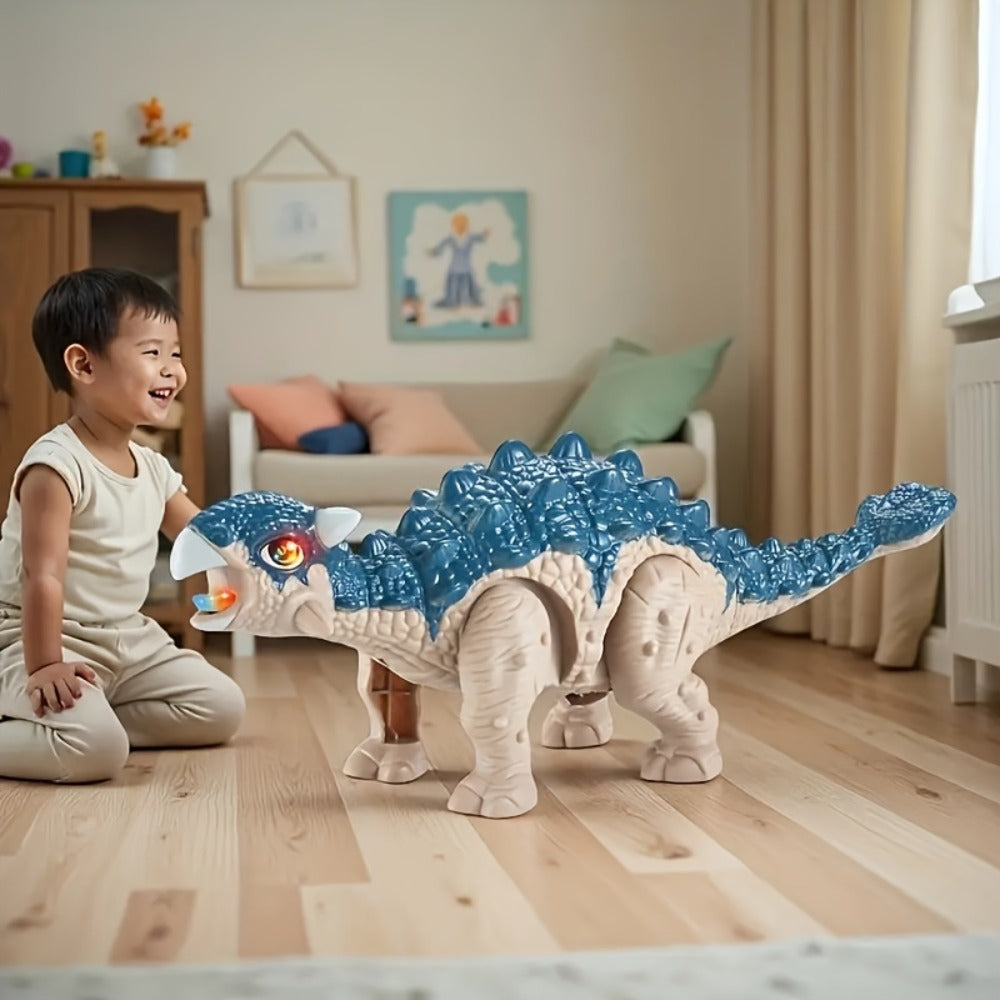 Walking Ankylosaurus Dinosaur Toy with Glowing Lights & Roaring Sound – Automatic Interactive Robot Dinosaur for Kids Ages 3-12, Birthday Christmas Gift for Boys and Girls, Brown or Blue