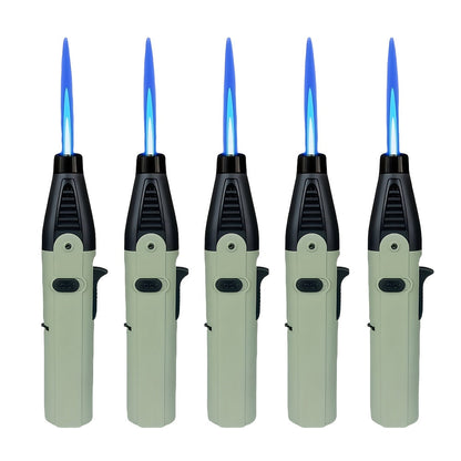Windproof Torch Lighter 5 Pack Outdoor Butane Gas Lighter Set 1300 1800 Degree Blue Flame Safety Lock Gift Box Camping BBQ Candle Fireplace Butane Not Included