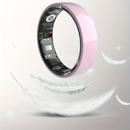 Fitness Tracker Smart Ring – IP68 Waterproof, Sleep & Step Monitor, Crystal Charging Case, Stainless Steel | Men & Women Sizes 7–13