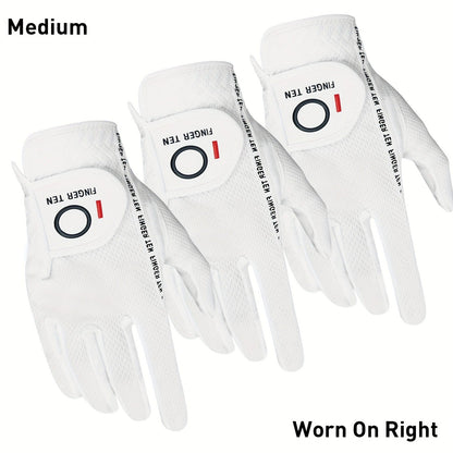 Wet Weather Golf Gloves Rain Grip 3-Pack for Men | Breathable Water-Resistant Golf Gloves for Left & Right Hand – Durable Comfortable Fit in Hot & Wet Conditions (Black, Gray, White | S–3XL)
