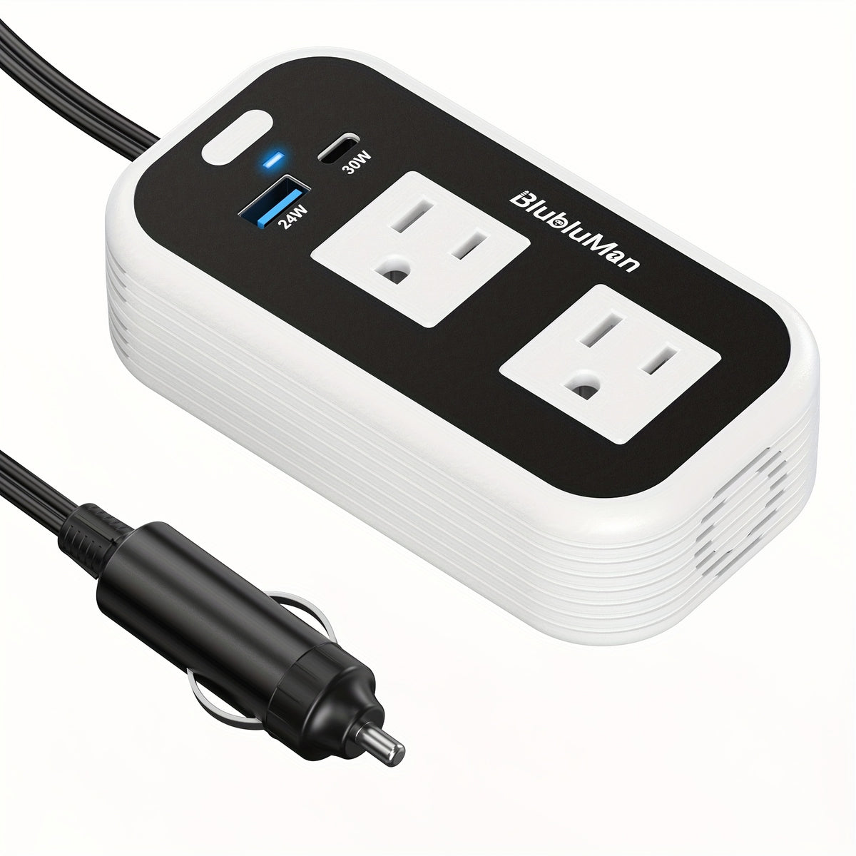 200W Car Power Inverter, Blubluman DC 12V To 110V AC Car Plug Adapter Outlet With 30W PD Charger, QC3.0 Fast Charger 24W, Power Inverter For Vehicles, Outlet For Laptop Computer Charger