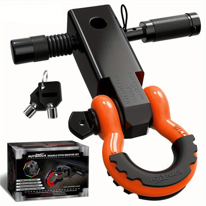 Shackle Hitch Receiver Kit 2 Inch – 45,000 lbs Break Strength, Drop-Forged Steel, Lock Pin & D-Ring, Fits Truck RV ATV Boat, 8 Colors, Towing Recovery Set