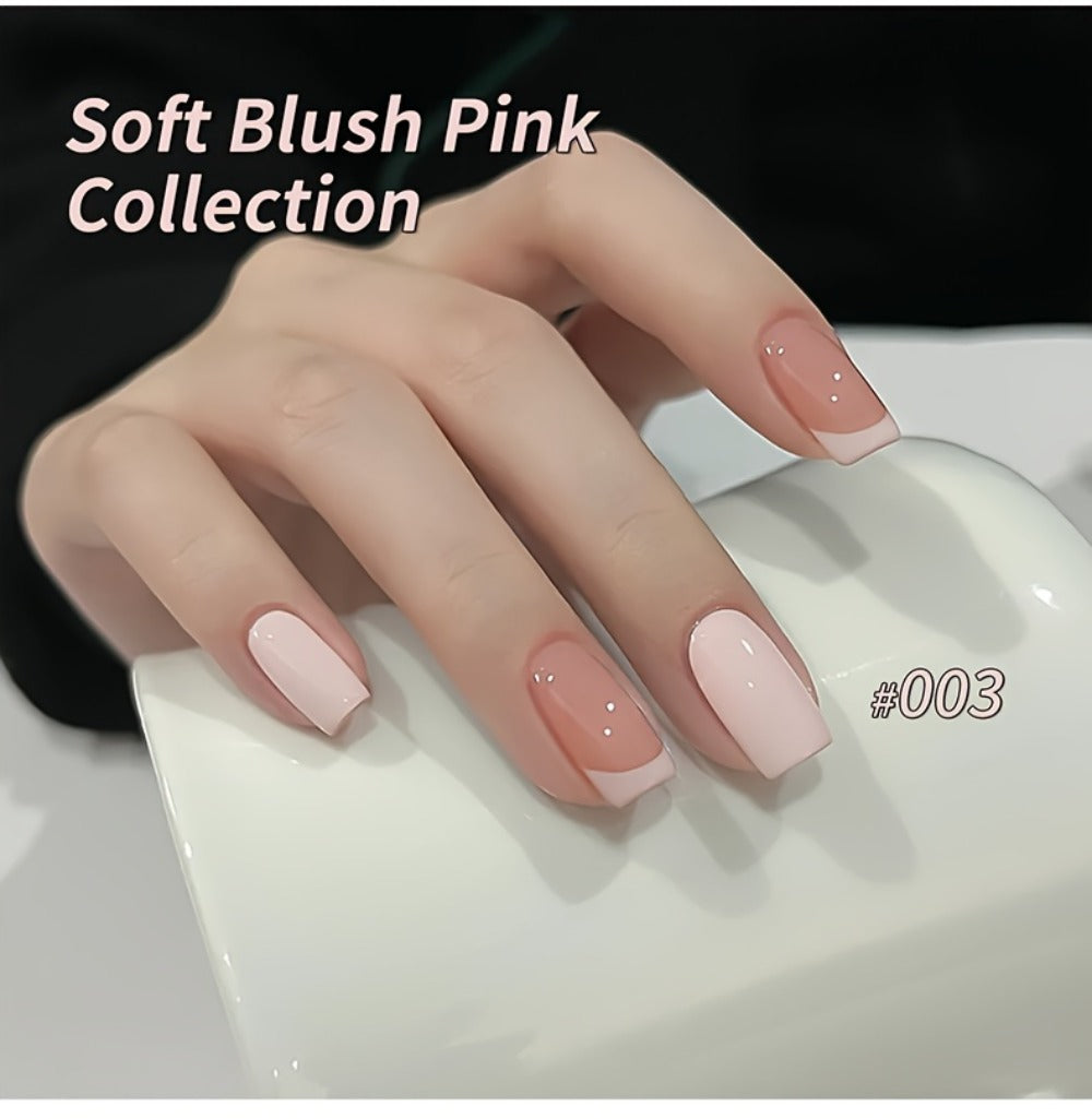 Gel Nail Polish Set 8 Colors Semi-Permanent Soak-Off LED Cure Long-Lasting Manicure Kit - 0.51oz Each Bottle Gentle Pink Shades 001-008 DIY Home Salon Nail Art Gift for Women
