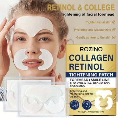 Anti-Wrinkle Face Patches 21pcs with Collagen Retinol Hyaluronic Acid & Aloe Vera — Forehead Smile Line Nasolabial Fold Overnight Skin Smoothing Treatment Kit