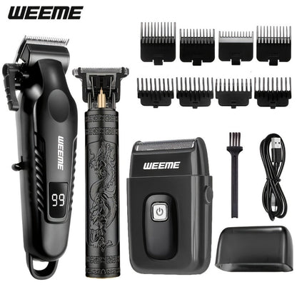3-in-1 Hair Clipper Grooming Kit for Men — WEEME USB Rechargeable Cordless Beard Trimmer & Body Shaver Set, Home Barber Hair Cutting Kit, Gift for Boyfriend Father Husband