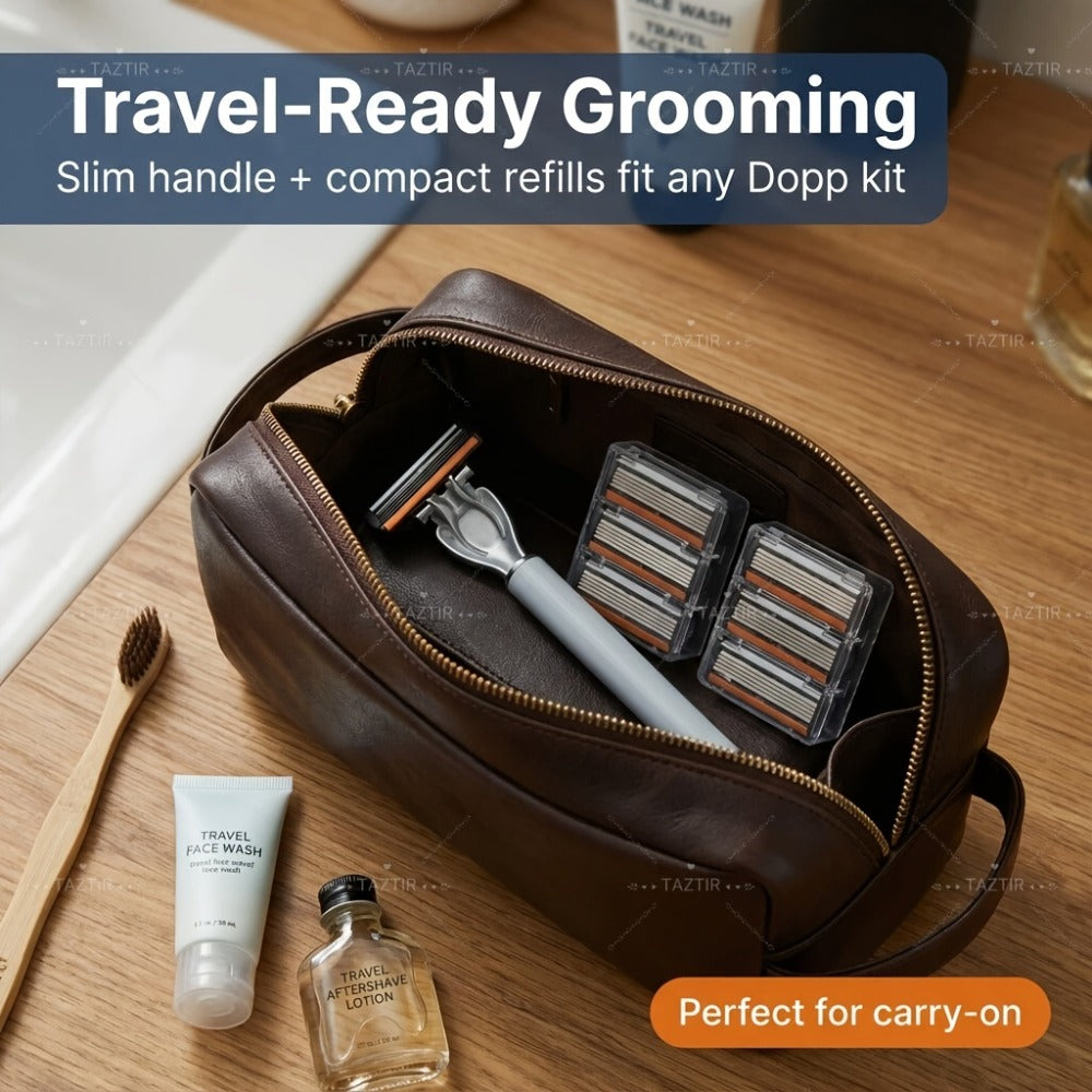 Luxury Men's Razor Set 6-Layer Blades — 2 Ergonomic Anti-Slip Handles & 72 Replaceable Blades, Precision Manual Shaving Kit, Christmas & Valentine's Day Gift for Men