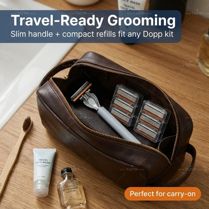 Luxury Men's Razor Set 6-Layer Blades — 2 Ergonomic Anti-Slip Handles & 72 Replaceable Blades, Precision Manual Shaving Kit, Christmas & Valentine's Day Gift for Men