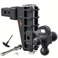 Adjustable Trailer Hitch 2 Inch Receiver 6 Inch Drop with Hook Solid Tri-Ball 17000 LBS GTW-Class 3 Tow Hitch for Heavy Duty Truck