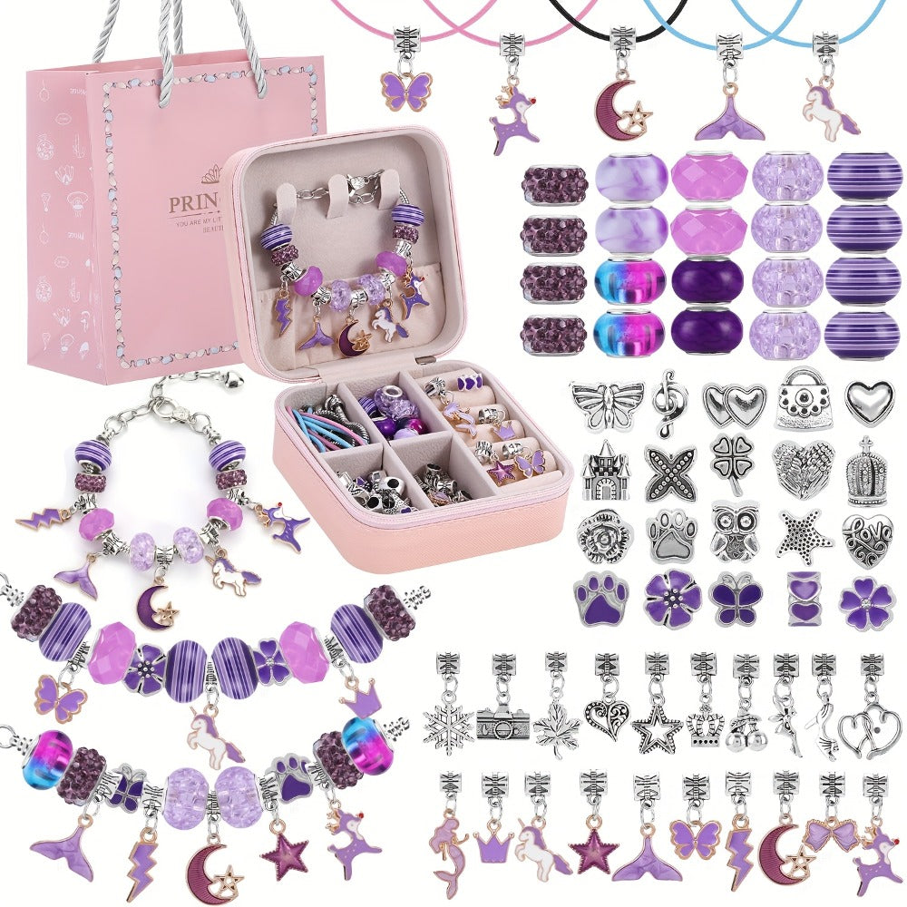 Bracelet Making Kit for Girls & Women – DIY Unicorn Mermaid Jewelry Craft Set with Portable Jewelry Box, Handmade Beaded Bracelet, Birthday Christmas Valentine's Day Graduation Gift