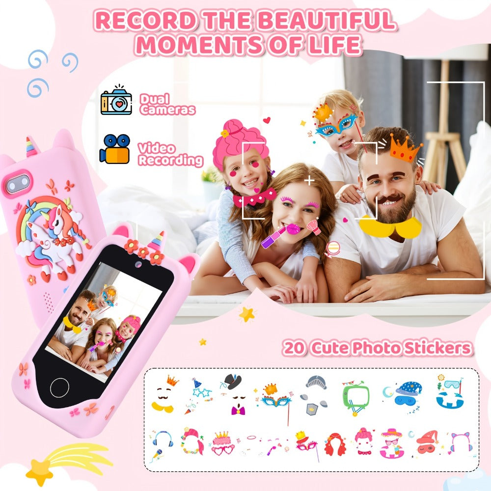 Kids Toy Phone Touch Screen HD Dual Camera with 32GB SD Card – Smartphone Toy for Girls Ages 3-10 Travel Toy – Birthday Christmas Gift Pink Purple