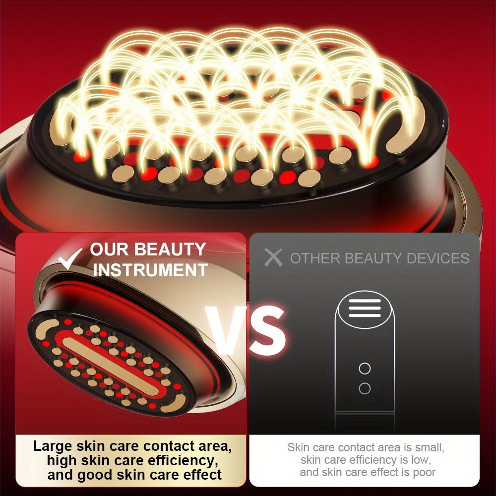 EMS Face Massager – 3-in-1 LED Light Therapy, Warm Heat & EMS Skin Tightening, USB Rechargeable Portable Facial Beauty Device for Anti-Aging, Collagen Boost & Glowing Skin, Home Spa Gift for Women