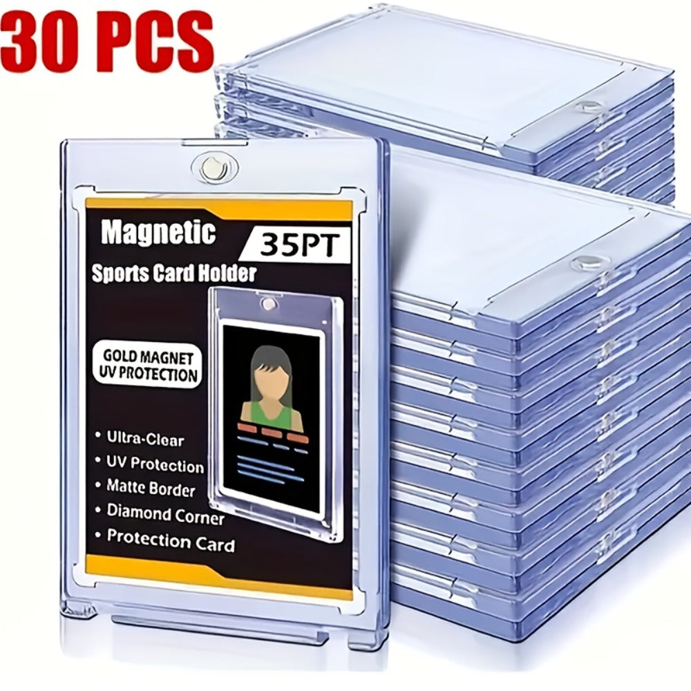 30pt Magnetic Card Holders 30/60 Pack – Clear Hard Plastic One-Touch Trading Card Cases, Protective Display Holders for Baseball, Sports, Pokemon & Game Cards, Bulk Set for Collectors