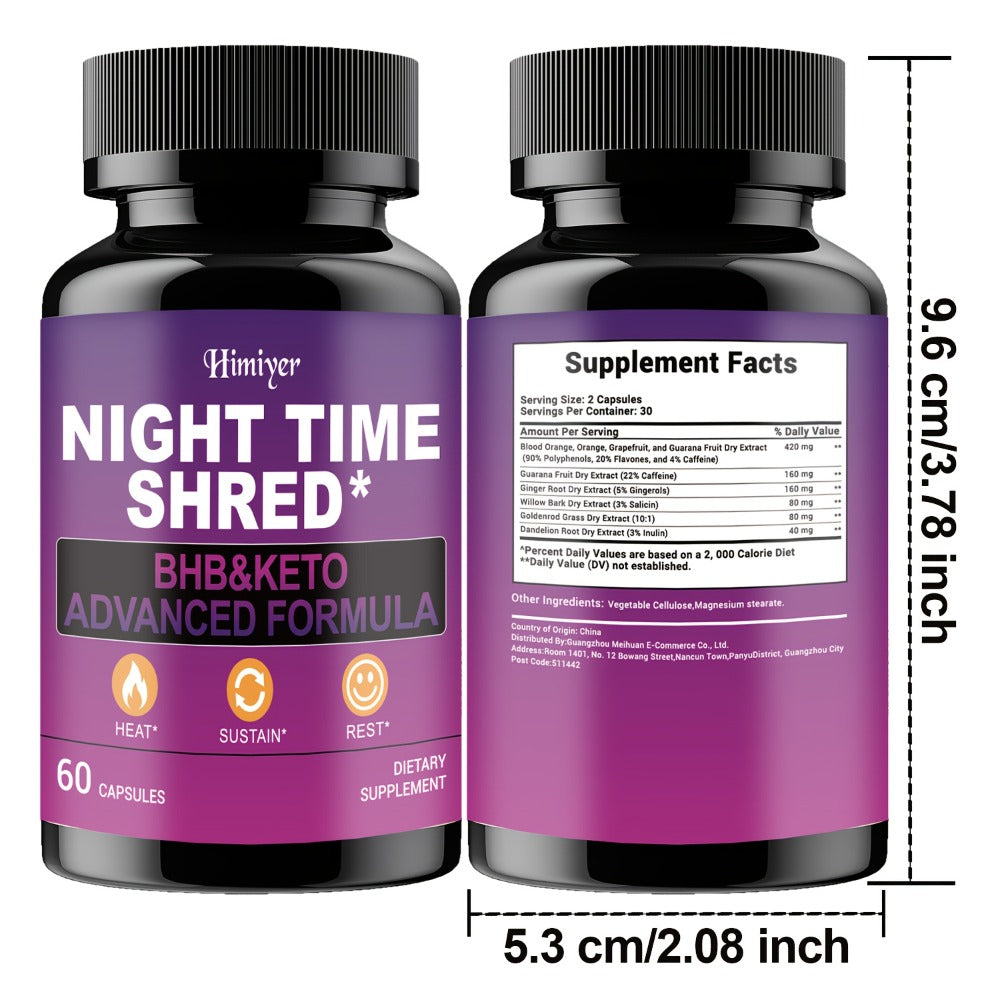 Night Time Fat Burner for Women — Shred Mask Capsules with Caffeine, Goji Berries & Dandelion Root | Overnight Metabolism, Sleep Support & Antioxidant Defense | Women's Weight Loss Supplement | 1 or 3 Pack