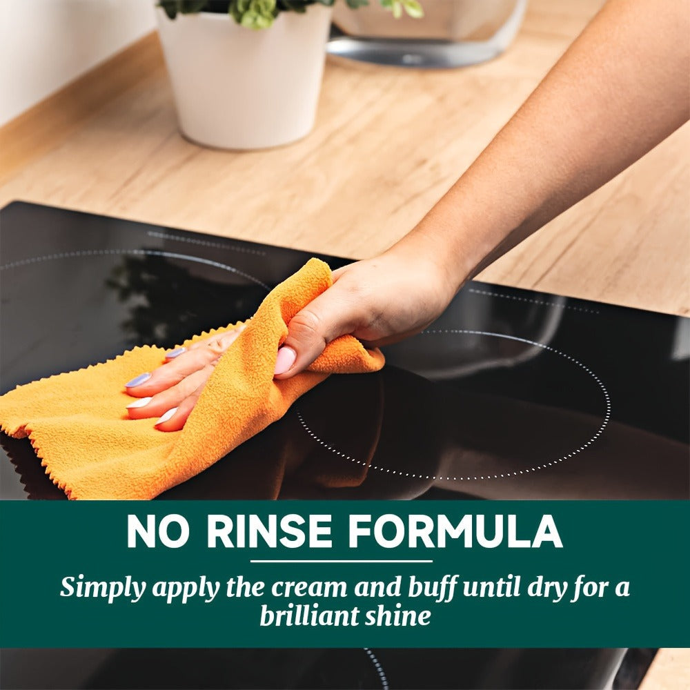 Glass Cooktop Cleaner and Polish – Powerful Stain Remover, Removes Oil Film, Water Spots & Burnt-On Residue, Long-Lasting Surface Protection for Ceramic & Induction Cooktops – 5 Pack Value Set