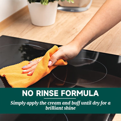 Glass Cooktop Cleaner and Polish – Powerful Stain Remover, Removes Oil Film, Water Spots & Burnt-On Residue, Long-Lasting Surface Protection for Ceramic & Induction Cooktops – 5 Pack Value Set