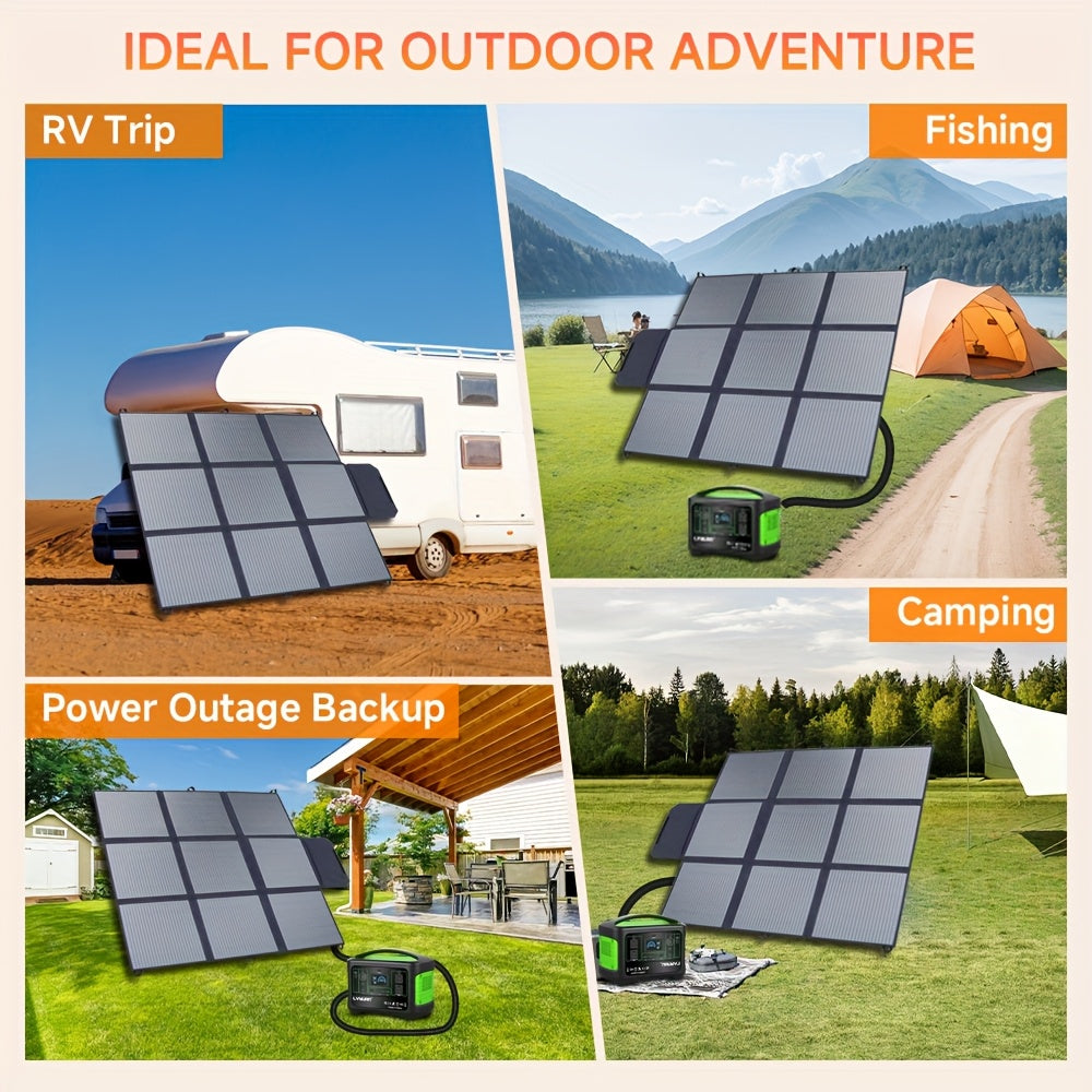 LVYUAN Portable Solar Panel Available in 120W, 200W, 300W, And 400W Options, Featuring a Foldable Design And High-Efficiency Monocrystalline Solar Cells with Up to 22.5% Efficiency, Ideal for Outdoor Activities, Boating, Camping