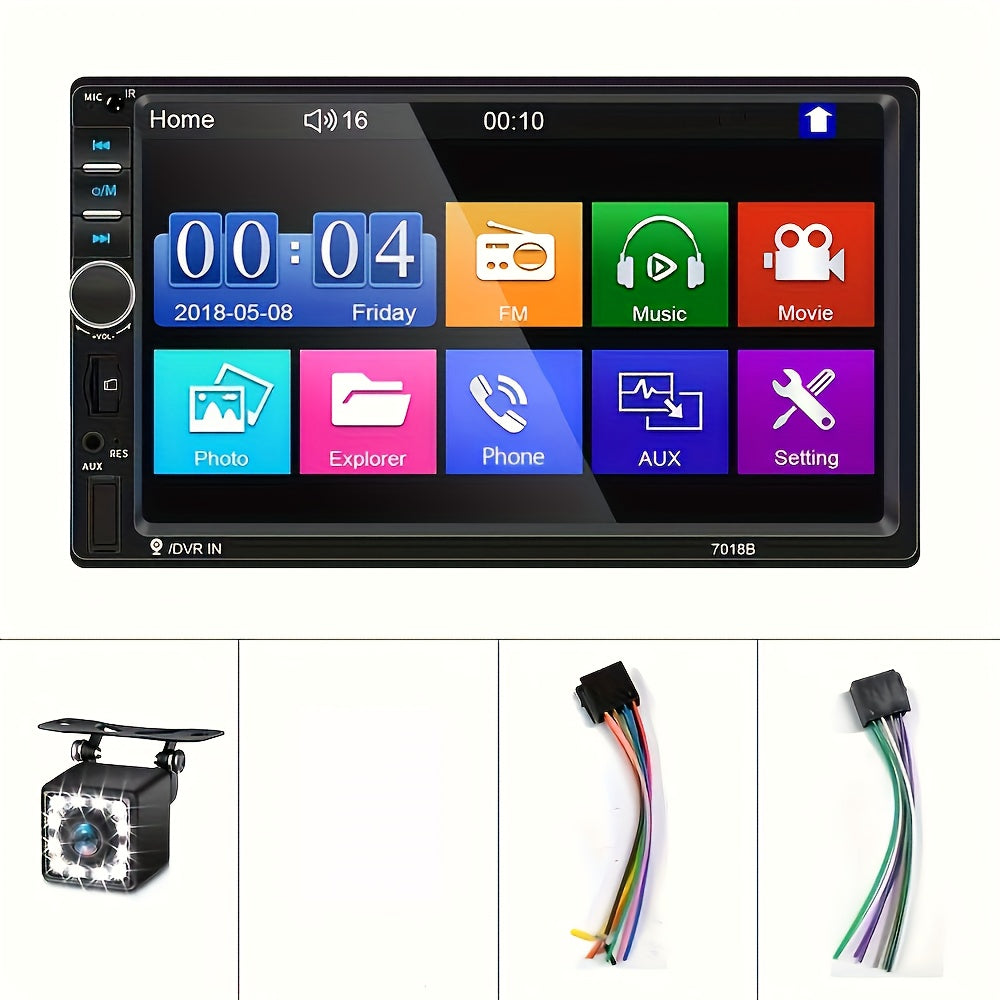 CAMECHO 1pc Double Din EQ Car Stereo Featuring a 7" LCD Display, Equipped with Wireless FM, MP5 Player, USB/SD/AUX Inputs, And Mirror Link Functionality, Ideal As Christmas And Black Friday Gifts, Without Battery