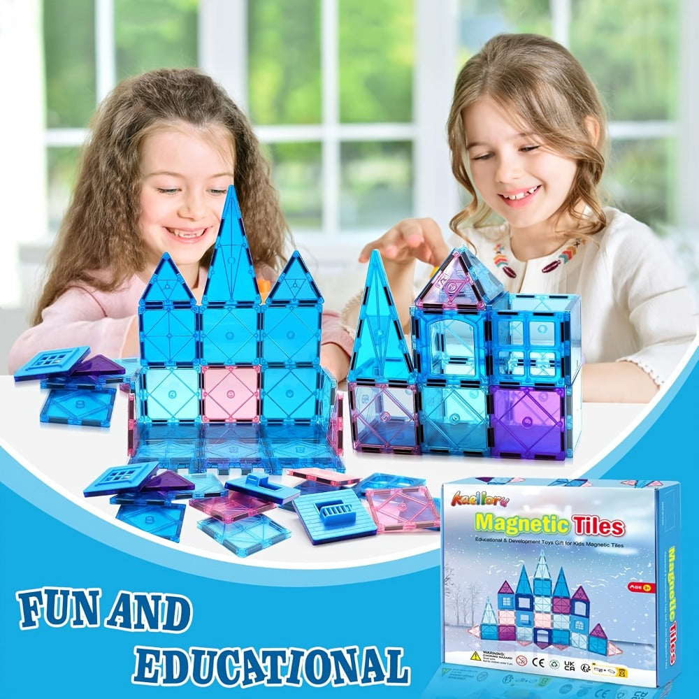 Magnetic Tiles Building Set 32 Pcs – 3D Magnetic Building Blocks STEM Toy for Kids Ages 3-8 Boys Girls Princess Castle Construction Educational Birthday Christmas Gift