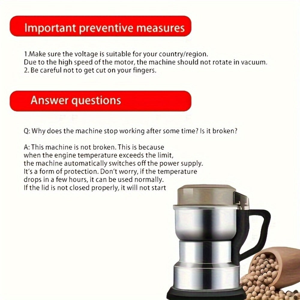 Electric Grain Grinder Mill – High-Speed Spice Coffee Herb Grinding Machine with Powerful Motor, Compact Design for Home Kitchen Use, 1 or 2 Piece Set Available