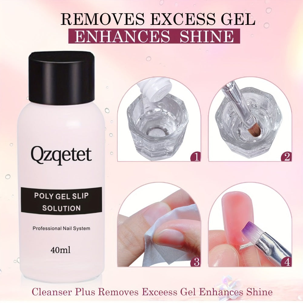 Poly Nail Gel Extension Kit 6 Colors with USB UV LED Lamp & Slip Solution - All-in-One Polygel Nail Extension Starter Set for Beginners, DIY Home Salon Nail Art Supplies for Women