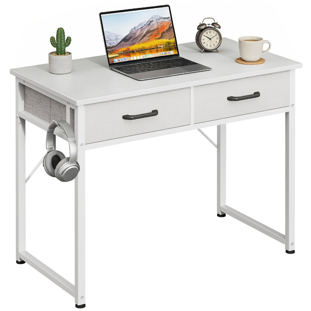 Computer Desk, 32" Small & Vanity Table with 2 Drawers & Headphone Hook - Compact Writing shown in the main product view